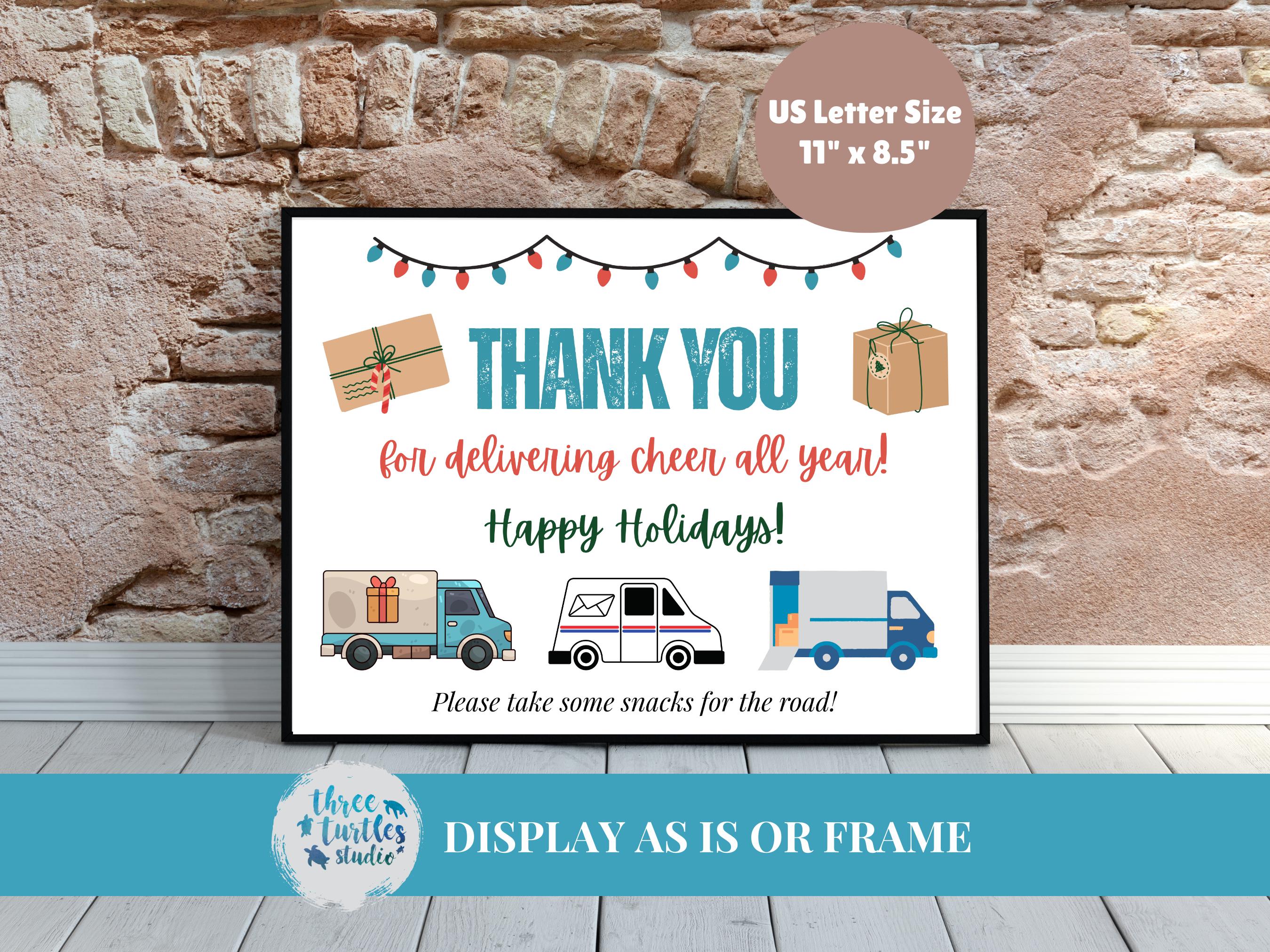 Delivery Driver Printable Delivery Driver Printable Thank You Sign | Holiday Snack Basket Sign ...