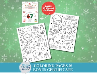 67 クリスマスぬりえ、ボーナス67 週末証明書、ホリデーぬりえ、エルフぬりえ、67 クリスマス、人気のミームぬりえ