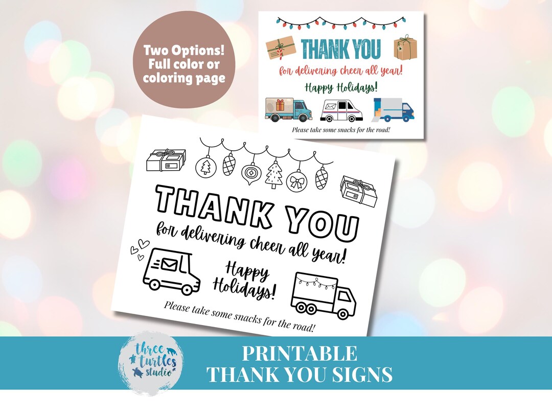 Delivery Driver Printable Delivery Driver Printable Thank You Sign | Holiday Snack Basket Sign ...