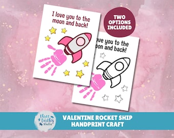 子供向けバレンタイン手形クラフト | 印刷可能なバレンタイン手形の記念品 | 月まで行って戻ってくるほど愛してるバレンタインアクティビティ | 幼稚園