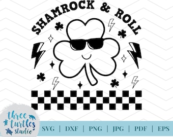 シャムロック＆ロール SVG カットファイル、聖パトリックの日の SVG、シャムロック カットファイル、クリカット用、シルエット用、聖パトリックの日のシャツ カットファイル