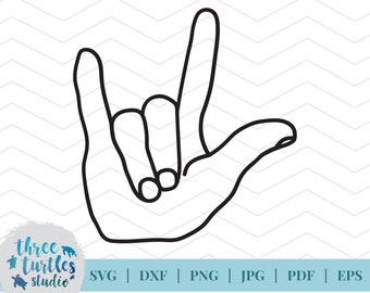 I Love You ASL svg カット ファイル、I Love You hand svg カット ファイル、バレンタインデー svg カット ファイル、cricut 用、またはシルエット、デジタル ファイル