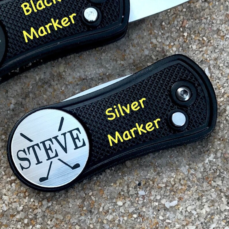 Gepersonaliseerde golfsprinkler en balmarkering, gegraveerd kerstcadeau Zilver