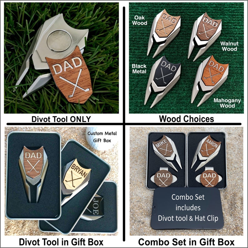 WOOD Golf Ball Marker Divot Tool Gift for Man Personalized Etsy