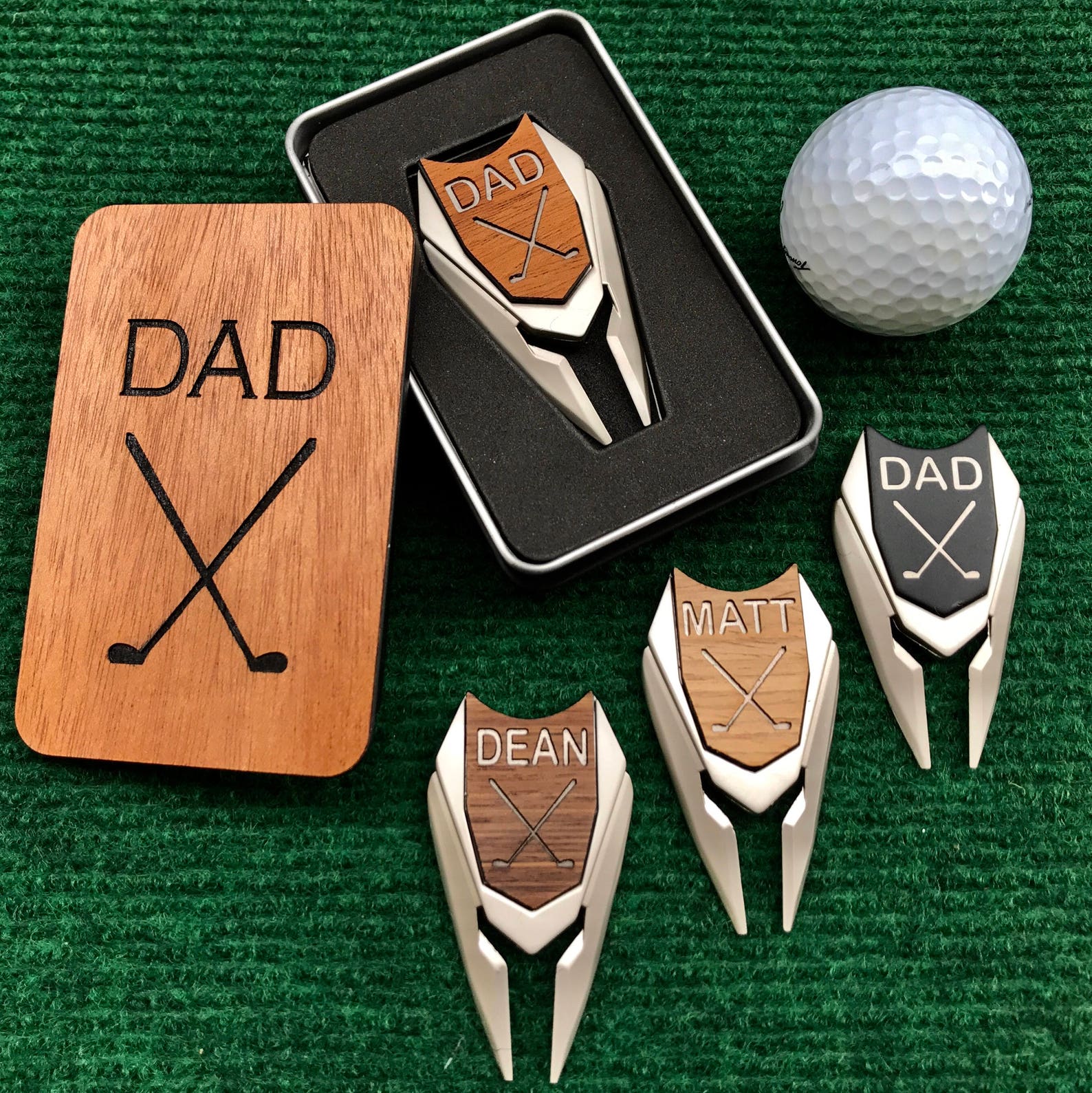WOOD Golf Ball Marker Divot Tool / Personalized Custom Etsy