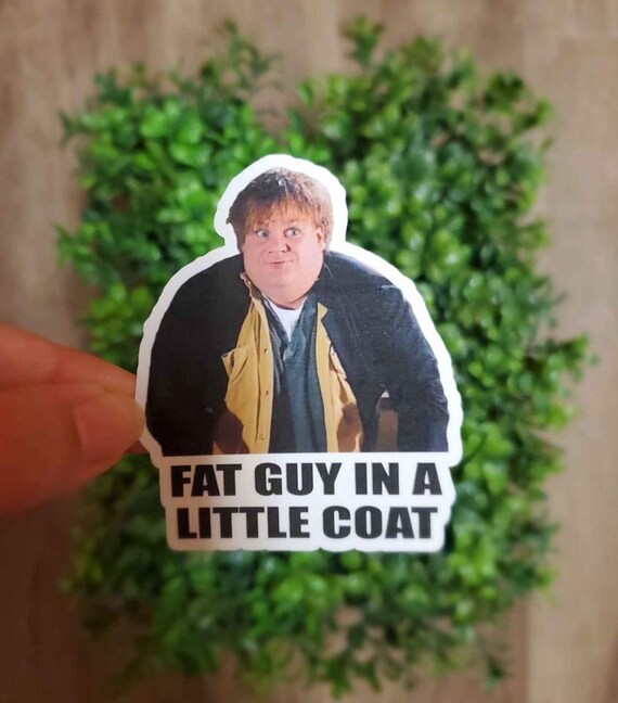 fat man in a little coat