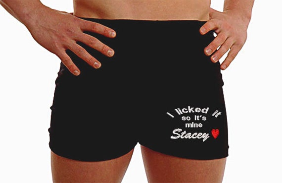 Personalised Valentines Underwear Boxer Shorts Gift for Boyfriend  Embroidered Message Heart Motif Any Message Perfect All Occasions MT Leg -   Denmark