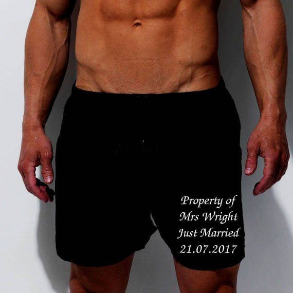 PERSONALISED MENS BOXERS SHORTS UNDERWEAR WITH LIPS WEDDING GROOM BEST MAN LEG