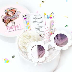 Flower Girl Gift Box - MINI Will you be my Flower Girl - Flower Girl Box - Junior Bridesmaid - Wedding Party Gift - White Confetti Box