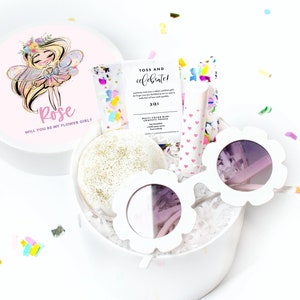 Junior Bridesmaid Ask Box - Flower Girl Gift Box - Thank you for being my Flower Girl- Gift Box - Wedding Party Gift - White Confetti Box