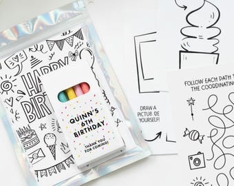 Custom Kids Coloring Kit with Colored Pencils - Personalized Birthday Party Favors - Children’s Activity Set - Goodie Bag Gift