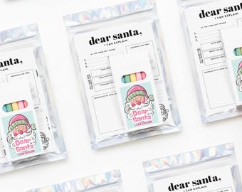Dear Santa Coloring Pages Pack with Colored Pencils - Kids Christmas Activity Kit - Stocking Stuffer - Christmas Party Favor