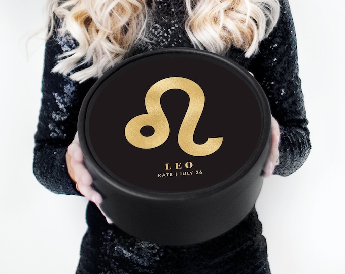 Zodiac Sign Gift Box - Astrology Gift - Zodiac Birthday - Custom Zodiac Box - Black + Faux Gold - Personalized Gift - Horoscope Birthday