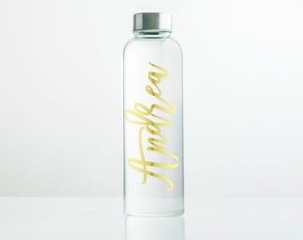 etsy glass water bottle