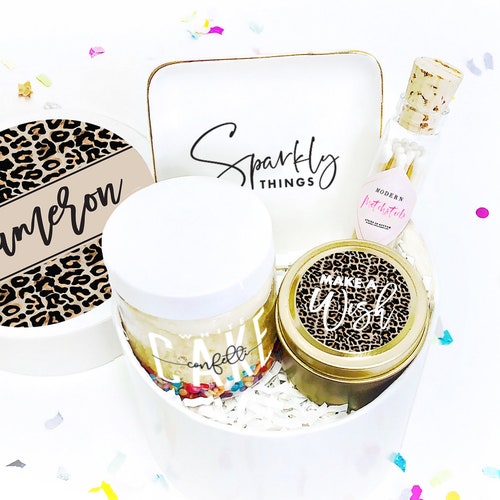 Birthday Gift Box Birthday Gifts for Her White Confetti Etsy