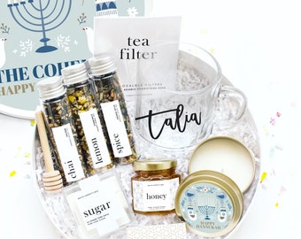 Happy Hanukkah Gift - Kosher Tea Gift Set - Hanukkah Gift Box - Hanukkah Gift Ideas - Happy Hanukkah Gift - Personalized Hanukkah Gift Box