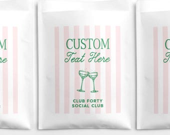 Custom Social Club - Wedding White Paper Favor Bags - Kraft Treat Cookie Bags - Fully Customizable - Bachelorette - 6" x 8" Flat Bags