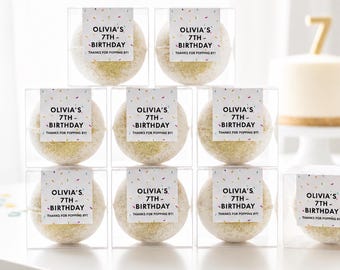 Personalized Kids Bath Bomb Favor - 4.5 oz Bath Bomb in Clear Box - Custom Birthday Party Favor - Spa Party Goodie Bag Gift