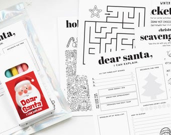 Kids Christmas Coloring Kit with Colored Pencils - Dear Santa Letter Activity Pack - Holiday Party Favor - Stocking Stuffer - Christmas List