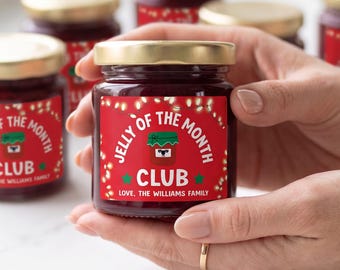 Jelly of the Month Club - Strawberry Jam - Blueberry Jam Holiday Favors - Christmas Party Favor - Corporate Holiday Favors - Funny Christmas