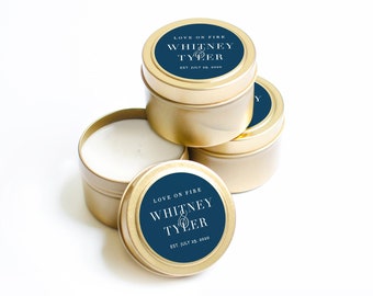 Wedding Favors for Guests Bulk - Custom Candle Favors - Wedding Favors Personalized - Shower Favors - BULK Candles -  Gold Candle Tin