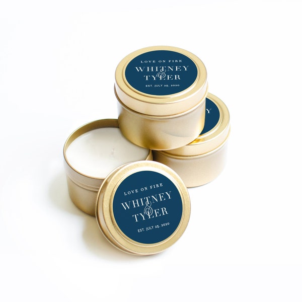 Wedding Favors for Guests Bulk - Custom Candle Favors - Wedding Favors Personalized - Shower Favors - BULK Candles -  Gold Candle Tin