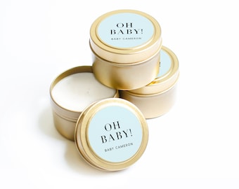 Baby Shower Favors for Guests Bulk - Custom Candle Favors - Shower Favors Personalized - Shower Favors - BULK Candles -  Gold Candle Tins