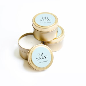 Baby Shower Favors for Guests Bulk - Custom Candle Favors - Shower Favors Personalized - Shower Favors - BULK Candles -  Gold Candle Tins