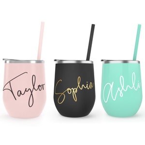 Wine Tumbler - Monogrammed Tumbler - Personalized Tumbler - Bridesmaid Gift - Bachelorette Party Favor - Gift for Her - Custom Wine Tumbler