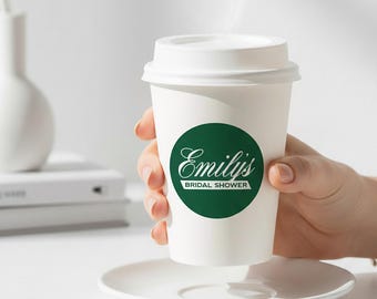 Classic Coffee Theme Bridal Shower - Bridal Shower Coffee Cup Favor - Love is Brewing Shower Favor -  Coffee Cup - 2.5" Coffee Shower Label