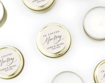 Funeral Favors - In Loving Memory Candles - Memorial Service Candle Favors - Memorial Candles - Funeral Keep Sake - Bulk Personalized