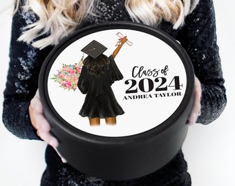 Graduation Gift Box - Class of 2024 - Graduation - Custom Illustration Box - Custom Gift Box - Personalized Gift Box - White Confetti Box