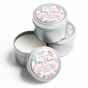 Prayer Candle Favors - New Baby Prayer Candle - Shower Gift for Guests - Custom Baby Shower Favor - BULK Candle Favor - Silver Candle Tins