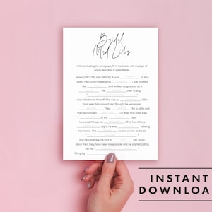 Bachelorette Party Mad Libs Game - INSTANT DOWNLOAD - Minimalist Bachelorette Party Game - Bachelorette Game Printable - Bachelorette Games