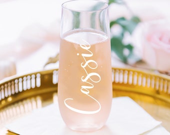 Personalized Bridesmaid Gift Idea - Champagne Flutes Personalized Glass - GLASS Champagne Flute - CUSTOM GIFT - Bachelorette Party Favors