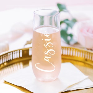 Personalized Bridesmaid Gift Idea - Champagne Flutes Personalized Glass - GLASS Champagne Flute - CUSTOM GIFT - Bachelorette Party Favors