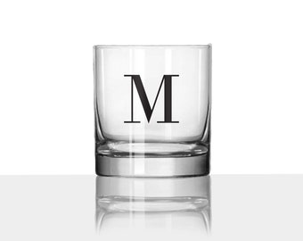 Custom Whiskey Glass - Lowball Glass with Initial - Monogram Groomsmen Gift - Groomsman - Rocks Glass with Letter - Best Man Gift - Dad