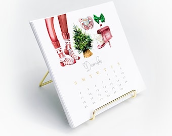 Christmas Gift - 2027 Desk Calendar Set - Fashion Illustration Gift 5" x 5" - Stocking Stuffer - Watercolor Art - Calendar Set