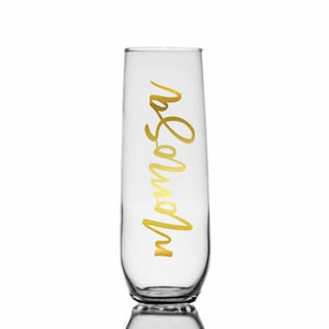 Momosa Champagne Flute - Stemless Mother&#39;s Day Champagne Flute - Mother&#39;s Day Gift - Gift for Mom&#39;s - New Mom - Mimosa Champagne Flute Mom