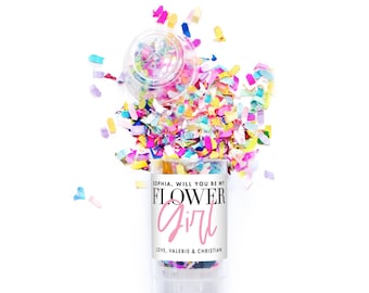 Flower Girl Confetti Popper - Confetti Push Pop - Flower Girl Proposal - POP the Question - Bridesmaid - Flower Girl Ask - Pink Confetti