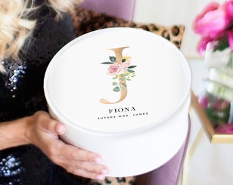 Engagement Gift Box - White Confetti Box - Round White Hat Box - Custom Bride Gift Box - All Occasion Gift Box - Custom Design Gift Box