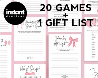Tying the Knot Bridal Shower Games - Pink Bow Bridal Shower Printable Game Bundle - INSTANT DOWNLOAD - Bridal Shower Games - Pink Bow Bridal