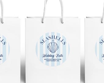Seashells and Wedding Bells Bachelorette Favor Bag - Beach Bachelorette Favor - Coastal Bachelorette Theme - Personalized Bachelorette Favor