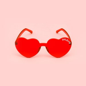 Heart Sunglasses - Retro Vintage Sunglasses - Bachelorette Party Ideas - Boho Translucent Sunglasses - Bride Sunglass - Red Heart Sunglasses