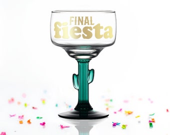 Final Fiesta Margarita Glasses - Cactus Margarita Glass - Bachelorette Margarita Glasses - Final Fiesta - Bachelorette cups - Party Favors