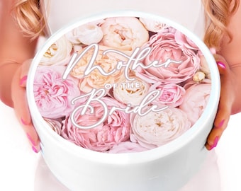 Caja de regalo personalizada - Caja de confeti blanca - Caja redonda para sombreros blancos - Caja de regalo para la madre de la novia - Caja de regalo para cualquier ocasión - Caja de regalo para la madre del novio