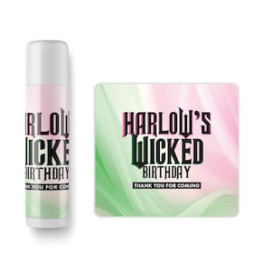 Good Witch Birthday Favors - SET of Girls Birthday Lip Balm - Pink & Green Birthday - Pink Witch Party Favors - Green Witch Party Favor image 1