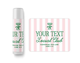 Bálsamo labial Club - Set de bálsamos labiales personalizados para clubes sociales - Recuerdos para despedidas de soltera en la playa - Elige tu icono y colores - The Bachelorette Club