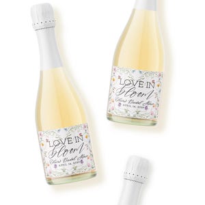 Bridal Shower Champagne Labels - Love In Bloom Custom Label - Bride to Be Brunch - Bridal Shower Mini Champ Label - Bridal Brunch Wine Label