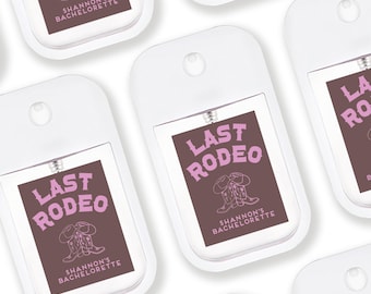 SOLO ETIQUETAS Recuerdos de despedida de soltera Last Rodeo - Etiquetas para desinfectante de manos - Pegatinas de 5 cm de alto x 3,8 cm de ancho - Fiesta campestre - Fin de semana de chicas